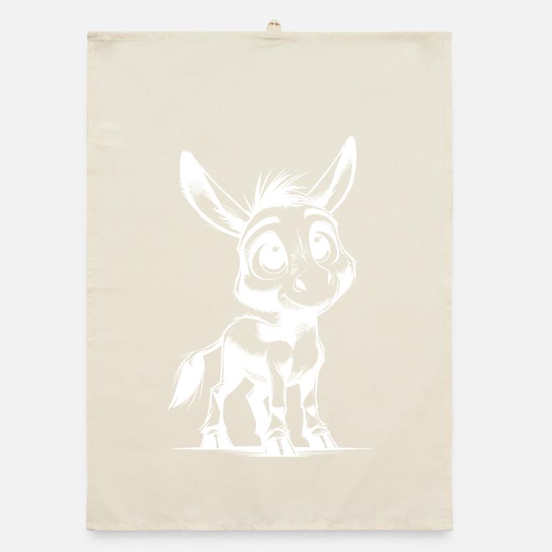 Petit Petit Âne Mignon Dessin au Crayon Torchon bio