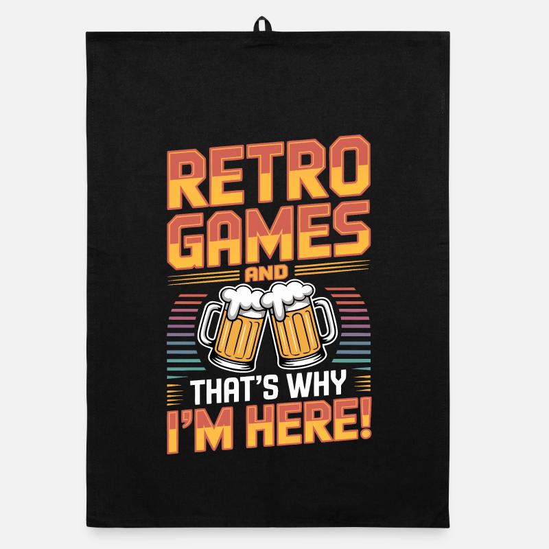 Retro Games Beer - Emulation - Old School Console Organic dish towel