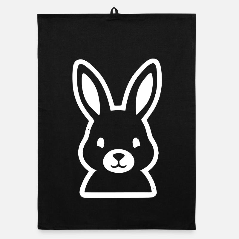 Hase Kopf Outline Comic Sticker Vektor - Organic Geschirrtuch - Schwarz