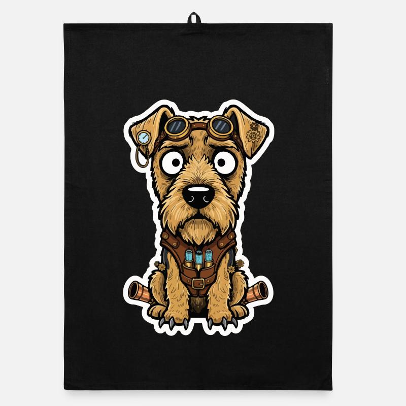 Steampunk Terrier Dog Propulsion and Vials Organic dish towel