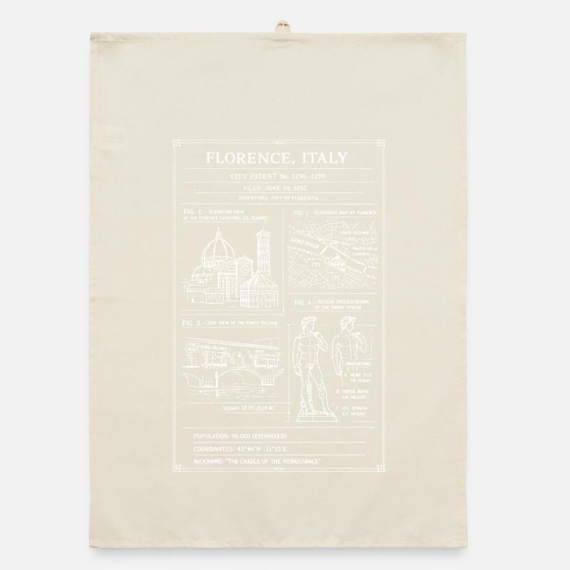 Florence Map & Landmarks Vintage Poster Organic dish towel