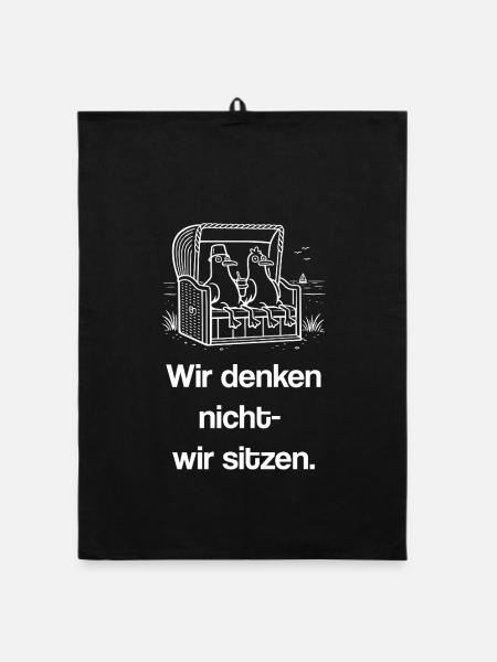 Strandkorb Seele baumeln lassen Sitzen Sehen Meer - Organic Geschirrtuch - Schwarz - Vorne