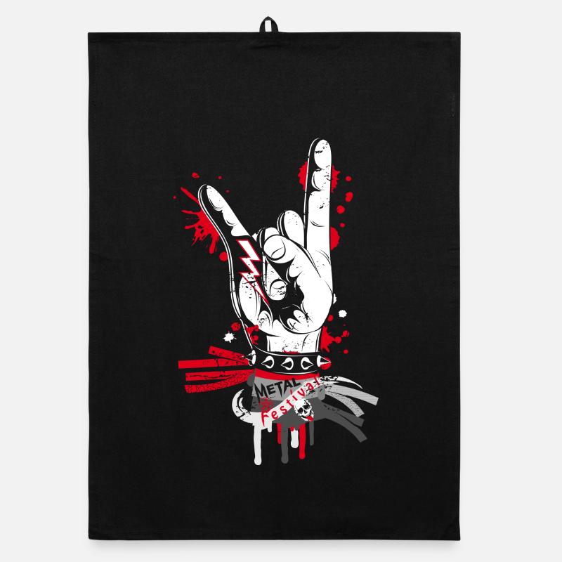 Signes de la main métal et de rock Torchon bio