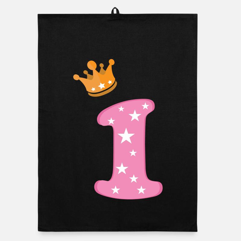Geburtstag Mädchen Krone Pink Zahl Eins Sterne Organic Geschirrtuch