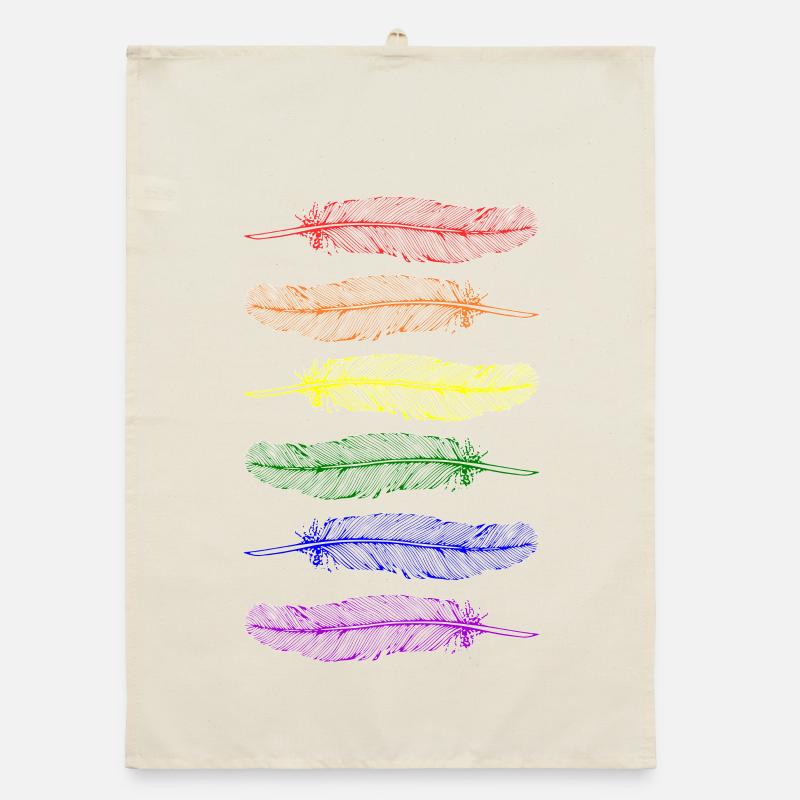 Plumes Arc-en-ciel Torchon bio