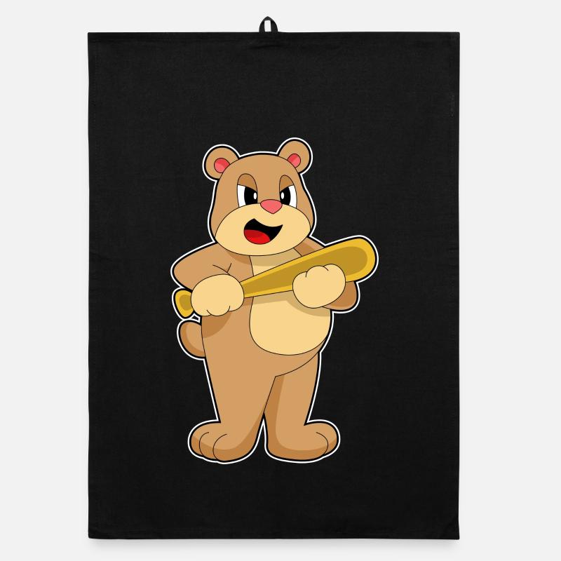 Bear Baseball Baseball Bat Organic dish towel