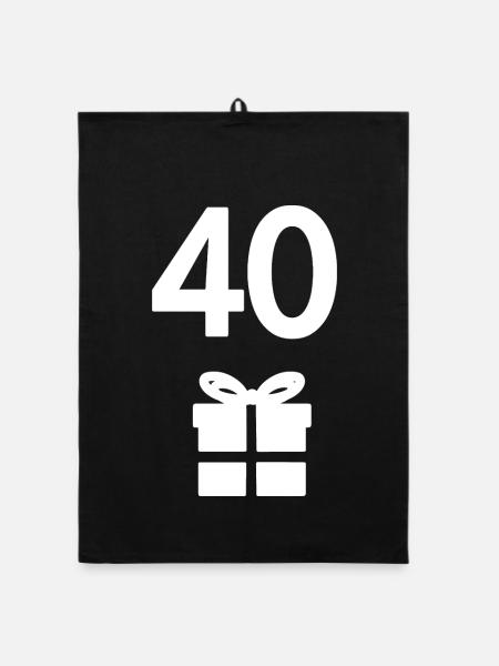 oberteil Geburtstag, 40 geschenk schachtel - Organic Geschirrtuch - Schwarz - Vorne