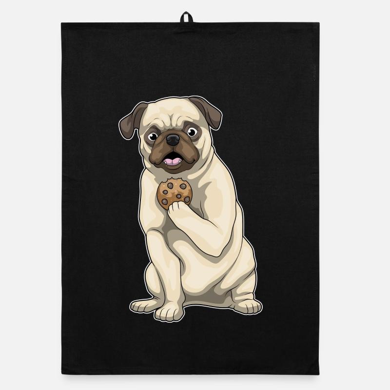 Mops Keks - Organic Geschirrtuch - Schwarz