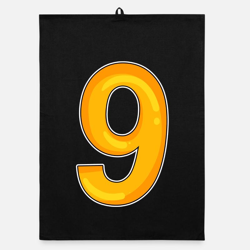 Numéro 9 - Neuf - 9 motif en jaune Torchon bio