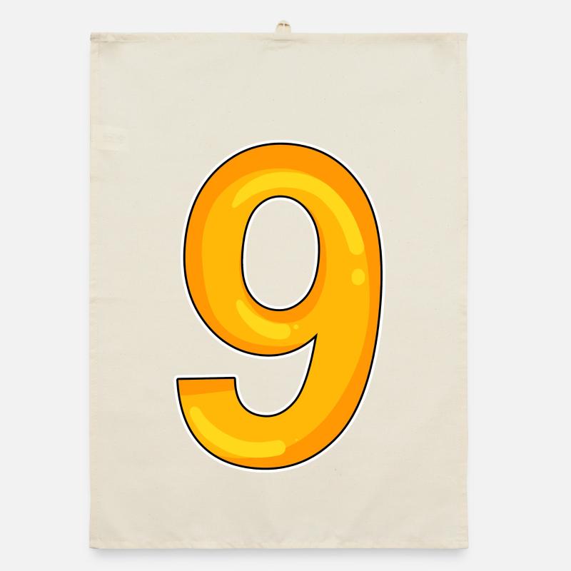 Numéro 9 - Neuf - 9 motif en jaune Torchon bio