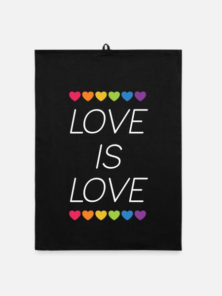 LGBTQ Pride Month - Love is Love - Organic dish towel - black - Front