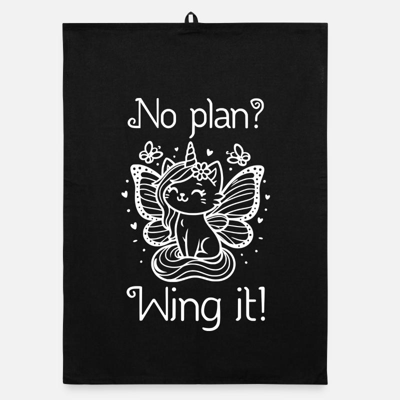 No Plan Wing It geflügelte Einhornkatze Organic Geschirrtuch