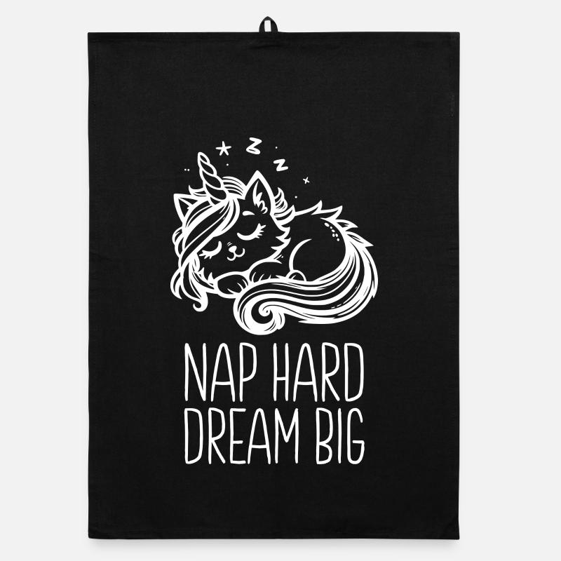 Nap Hard Dream Grand Chat Licorne Endormi Torchon bio