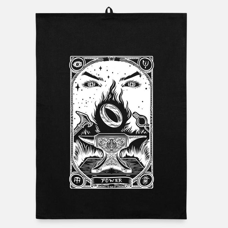Ein Ring Tarot weiß - Organic Geschirrtuch - Schwarz