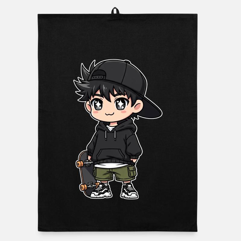 Urban Skateboard Junge Cartoon Design Organic Geschirrtuch