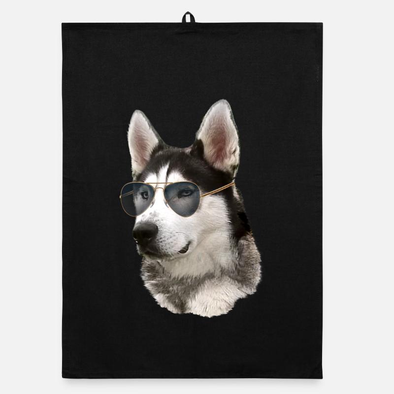 Cool Siberian Husky mit Sonnenbrille Organic Geschirrtuch
