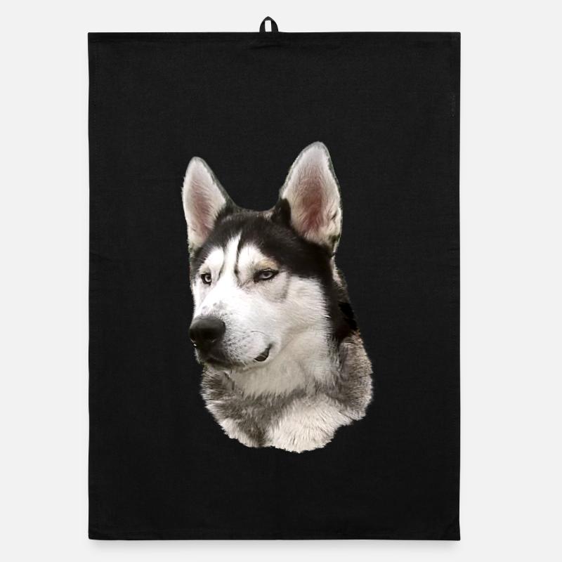 Husky Face Black White Organic dish towel