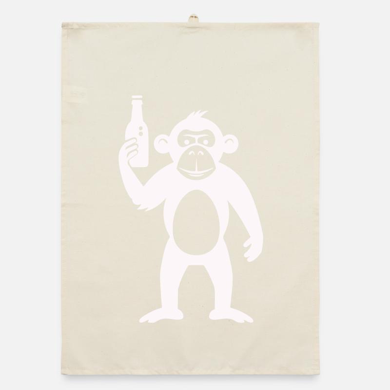Humorvolle Affe mit Flasche Organic Geschirrtuch