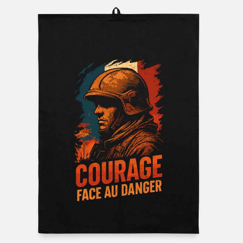 Pompier Courage Face au Danger – Héros Français Torchon bio