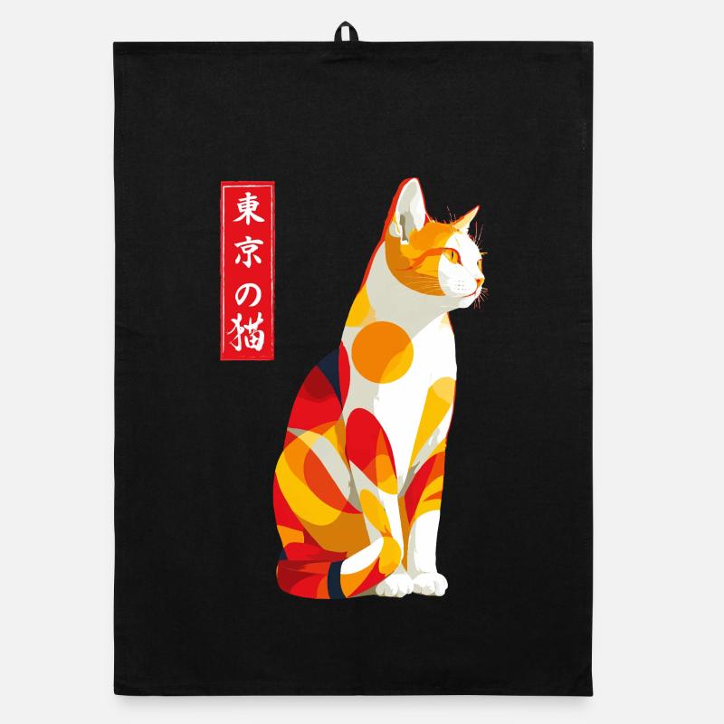 Tokyo Cat  Organic dish towel