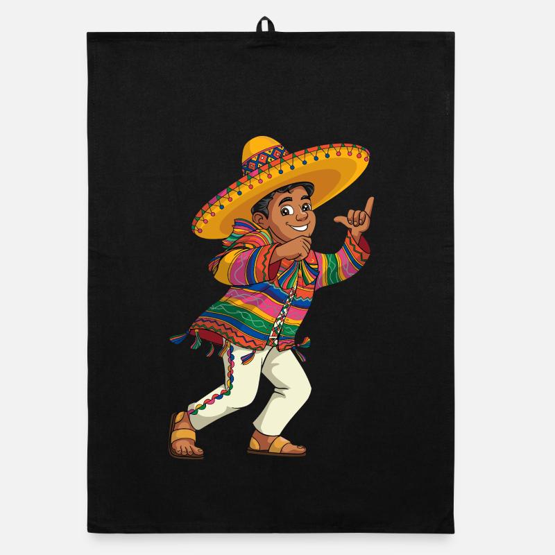 Colorful Sombrero Dance Tradition Mexican Organic dish towel