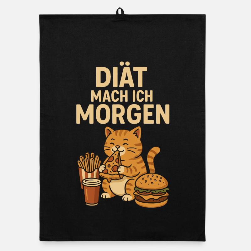 Diät mache ich morgen - Organic Geschirrtuch - Schwarz