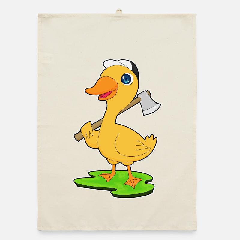 Canard Bûcheron Hache Forêt Torchon bio