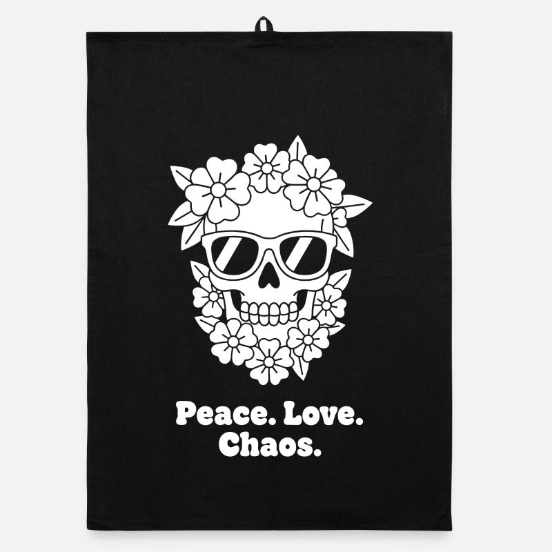 Flower Skull Peace Chaos Organic dish towel