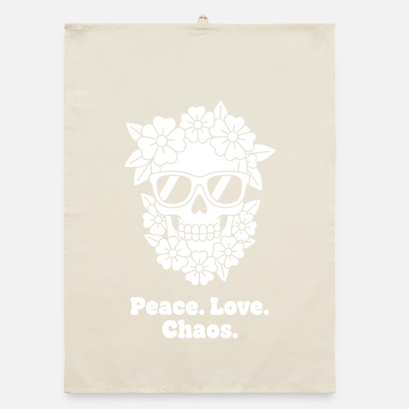 Flower Skull Peace Chaos Organic dish towel
