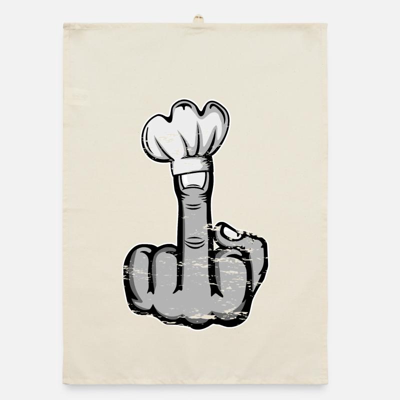 Middle Finger Stinky Finger Chef's Hat Design Organic dish towel