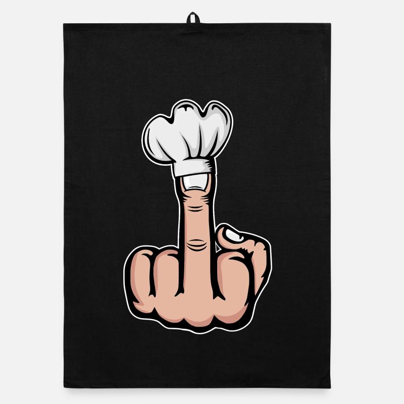 Middle Finger Stinky Finger Chef's Hat Design Organic dish towel