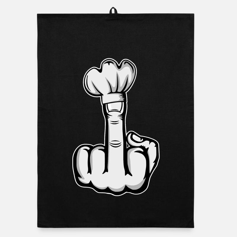 Doigt du milieu Stinky Finger chapeau de chef Design Torchon bio