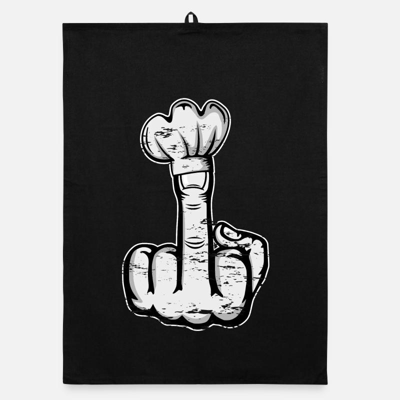 Doigt du milieu Stinky Finger chapeau de chef Design Torchon bio
