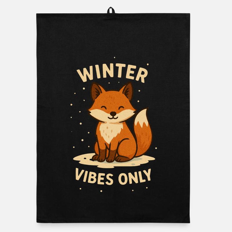 Winter Fox Vibes Only Organic dish towel