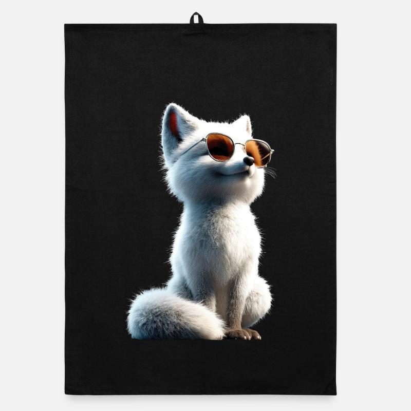 Polarfuchs Schneefuchs Eisfuchs Süßer Weißer Fuchs Organic Geschirrtuch