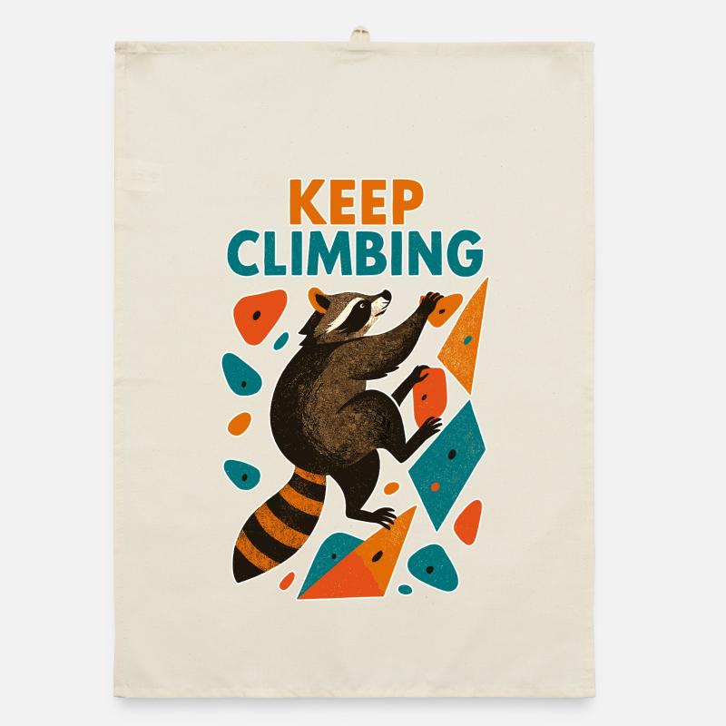 Bouldering Raccoon Keep Climbing Motivation Organic dish towel