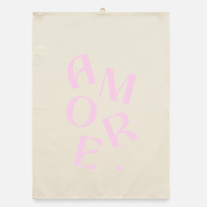 Pink Amore Text Design Organic dish towel