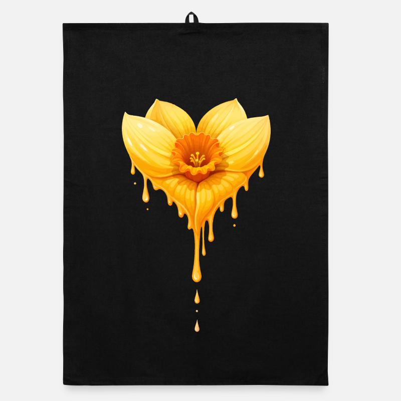 Daffodil Flower Heart Shape Illustration Organic dish towel