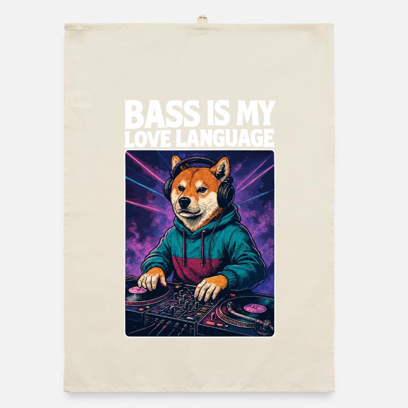 Shiba Inu DJ – Il basso è il mio linguaggio d'amore Strofinaccio da cucina ecologico