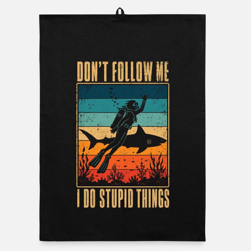 Diver Shark Don't Follow Me Shirt Organic dish towel