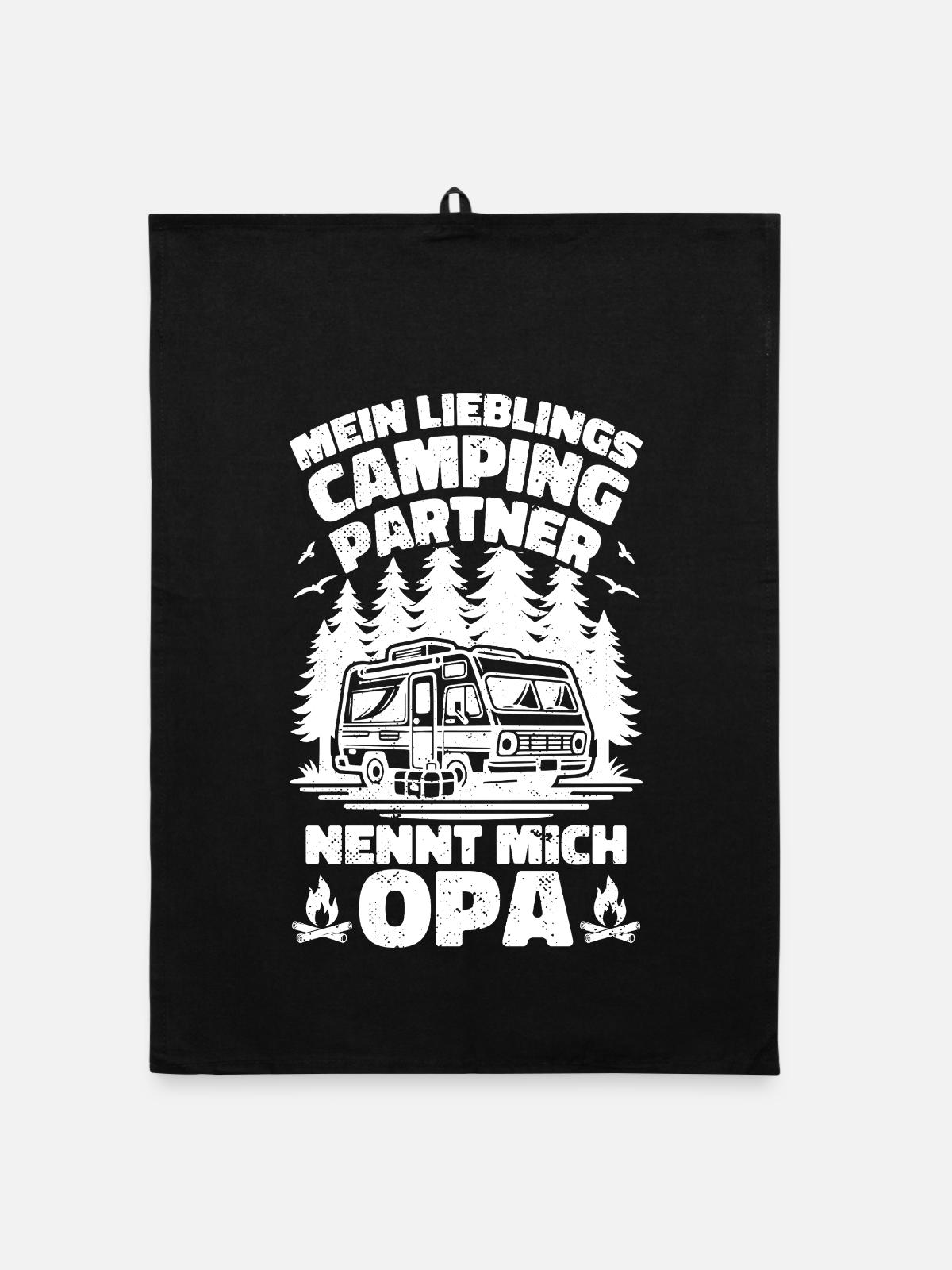 Lieblings Campingpartner Opa - Organic Geschirrtuch - Schwarz - Vorne