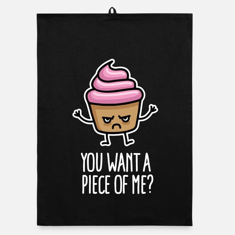 Vous voulez un morceau de moi? petit gâteau drôle disant jeu de mots Torchon bio
