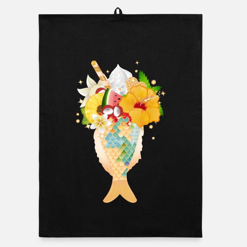 cocktail tropical servi dans une nageoire de poisson Torchon bio