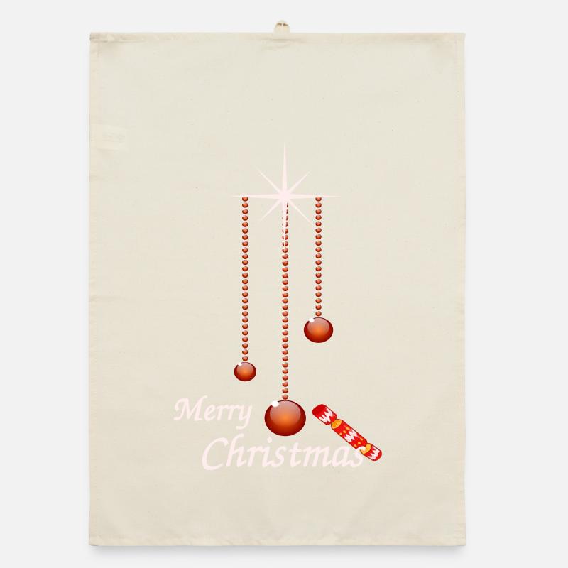 Weihnachtskugeln mit Bonbon Organic Geschirrtuch