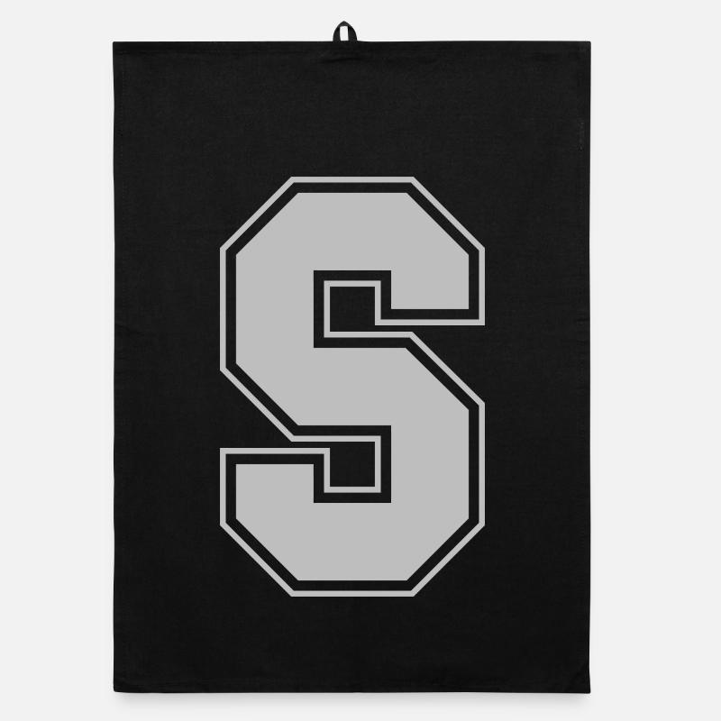 Monogramme gris vert College House initiale S Torchon bio