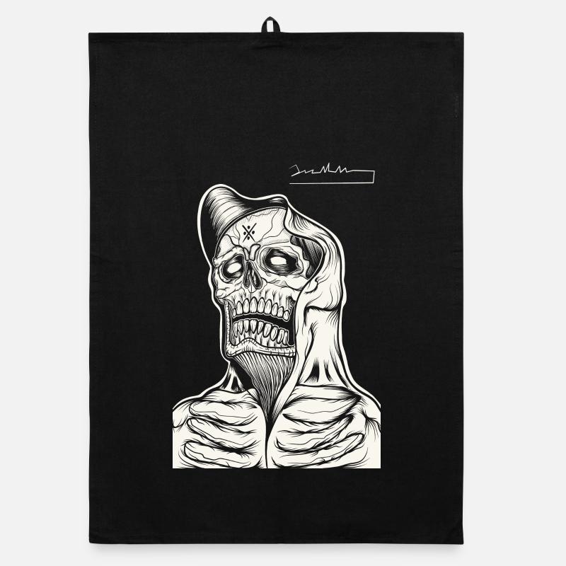Dessin au trait du sweat à capuche tête de mort Torchon bio