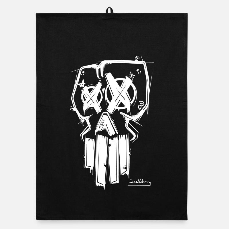 Skull tag - Organic Geschirrtuch - Schwarz