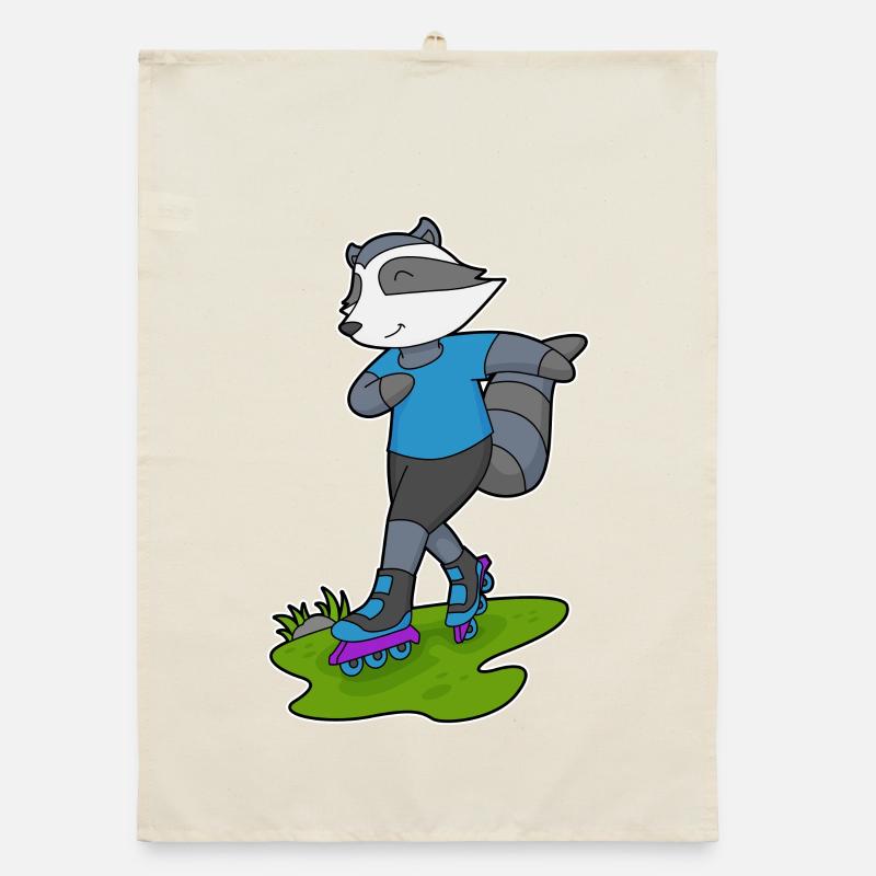Raccoon Inline skating Inline skates Organic dish towel