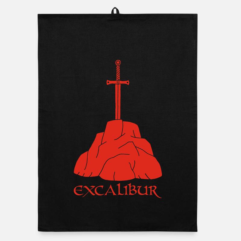 L'épée Excalibur (rouge) Torchon bio