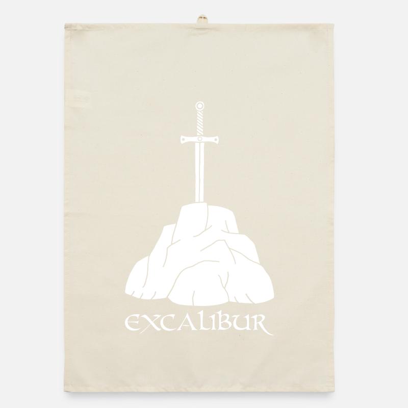 L'épée Excalibur (blanc) Torchon bio